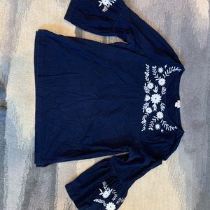 Jcrew bell sleeve embroidered shirt